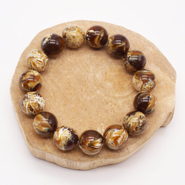 Bracelet ambre beige marbré AB-033 – Image 2
