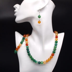 Parure agate orange et verte AG-301 femme