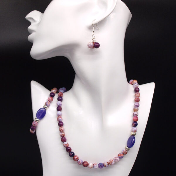 Parure agate violette AG-302 femme