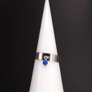 Bague agate bleue et acier inoxydable AG-401