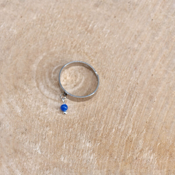 Bague agate bleue et acier inoxydable AG-401