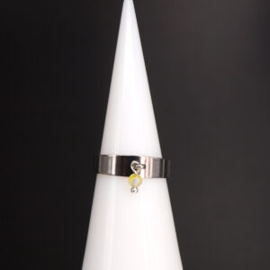 Bague agate blanche jaune et acier inoxydable AG-402