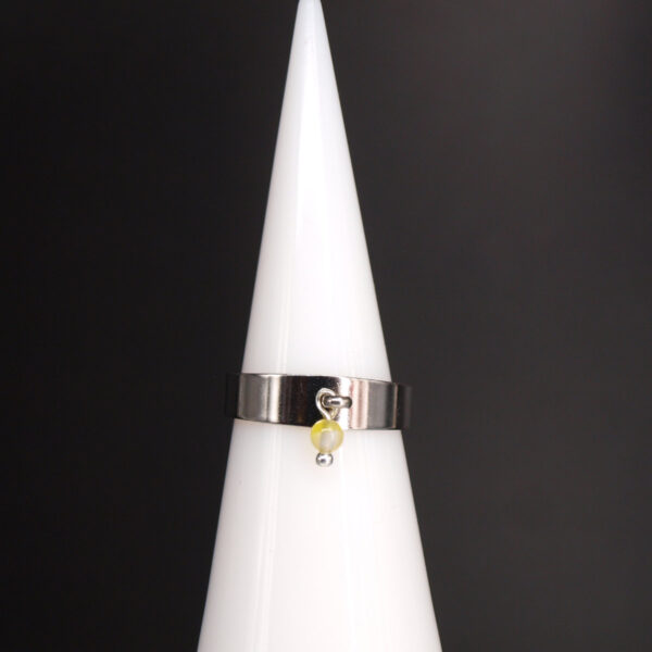 Bague agate blanche jaune et acier inoxydable AG-402