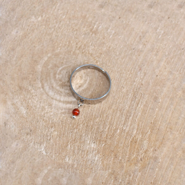 Bague agate orange et acier inoxydable AG-405