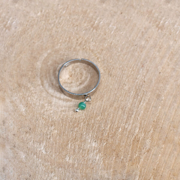 Bague agate verte et acier inoxydable AG-406