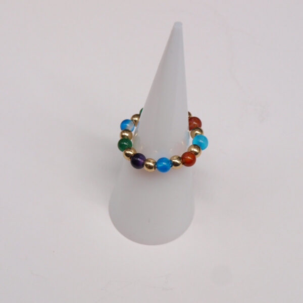 Bague agate multicolore AG-407