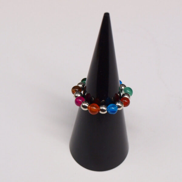 Bague agate multicolore AG-407