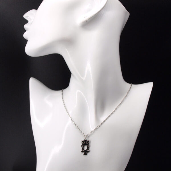Collier acier inoxydable hibou filigrane AI-138