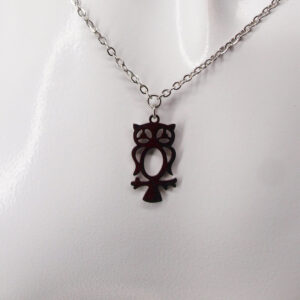 Collier acier inoxydable hibou filigrane AI-138