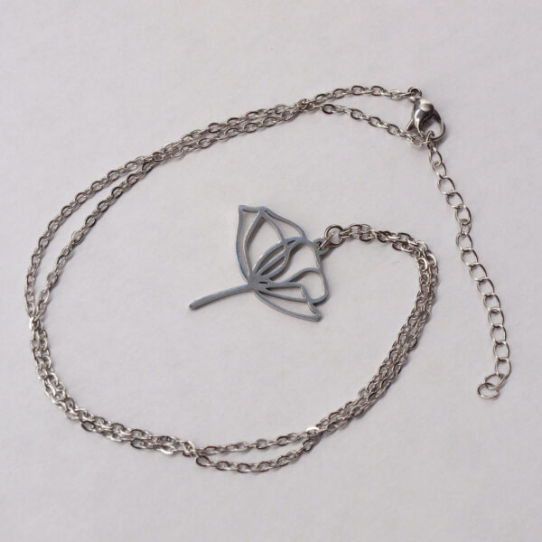 Collier acier inoxydable coquelicot filigrane AI-143