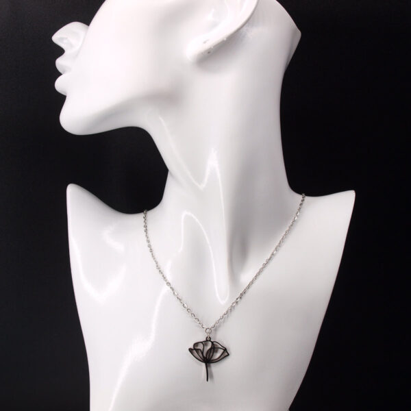 Collier acier inoxydable coquelicot filigrane AI-143