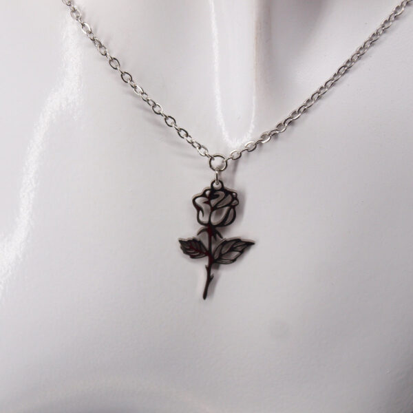 Collier acier inoxydable rose filigrane AI-147