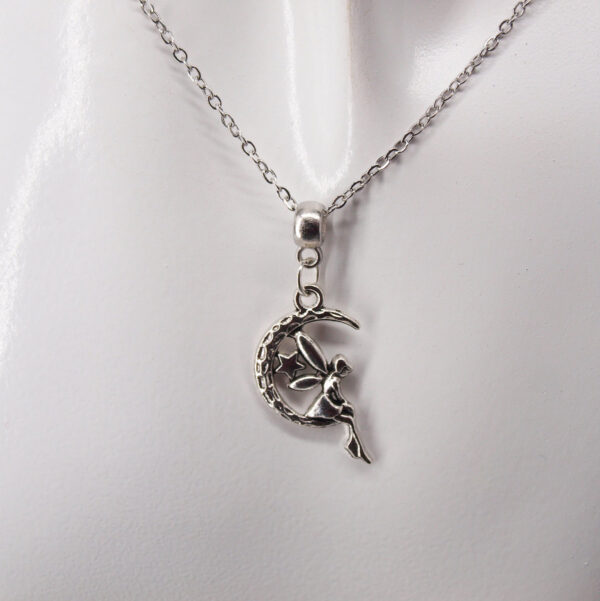 Collier acier inoxydable fée et lune AI-156