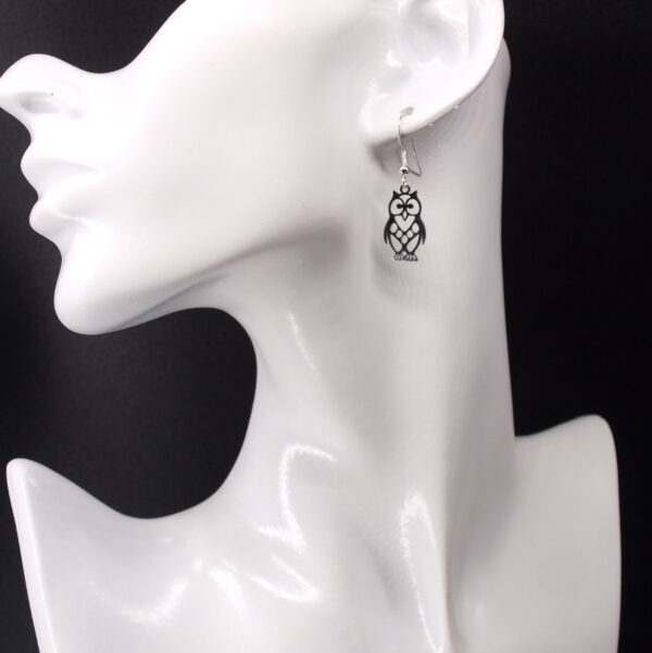Boucles d'oreilles acier inoxydable hibou filigrane AI-230