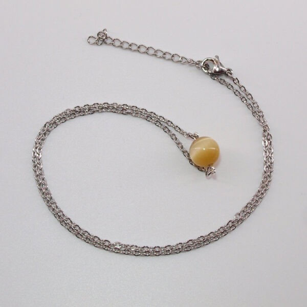 Collier acier inoxydable et œil de chat jaune AIC-102