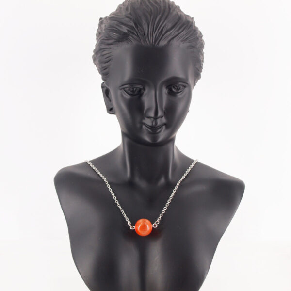 Collier acier inoxydable et œil de chat orange AIC-103