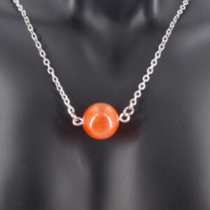 Collier acier inoxydable et œil de chat orange AIC-103