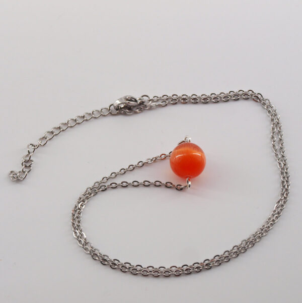 Collier acier inoxydable et œil de chat orange AIC-103