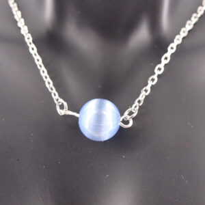 Collier acier inoxydable et œil de chat bleu/violet AIC-104