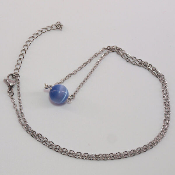 Collier acier inoxydable et œil de chat bleu/violet AIC-104