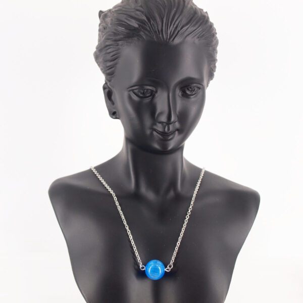 Collier acier inoxydable et œil de chat bleu AIC-105