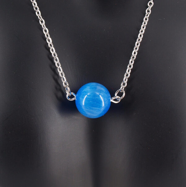 Collier acier inoxydable et œil de chat bleu AIC-105