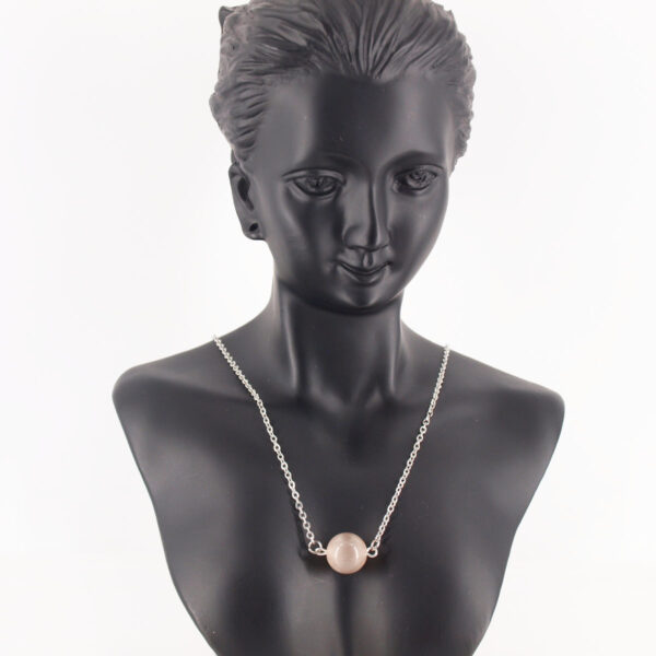 Collier acier inoxydable et œil de chat rose AIC-106