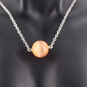 Collier acier inoxydable et œil de chat rose/orange AIC-107