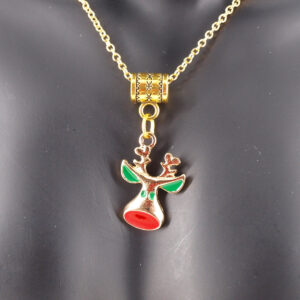 Collier acier inoxydable doré renne de Noël AIG-104.