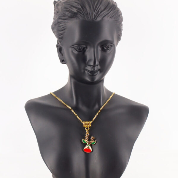 Collier acier inoxydable doré renne de Noël AIG-104.
