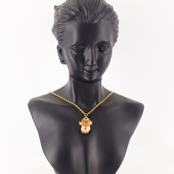 Collier acier inoxydable doré renne de Noël AIG-107