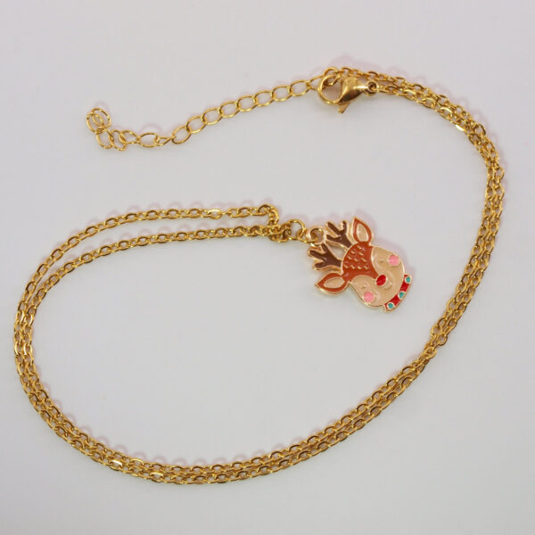 Collier acier inoxydable doré renne de Noël AIG-107