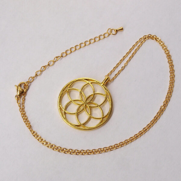 Collier acier inoxydable doré graine de vie AIG-108