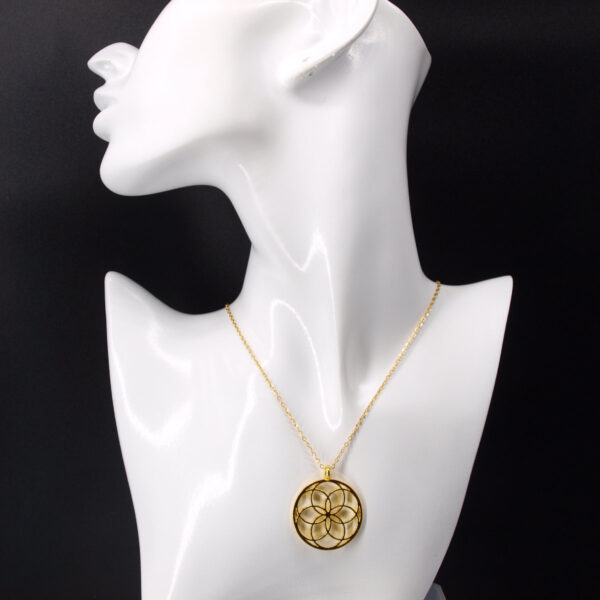 Collier acier inoxydable doré graine de vie AIG-108