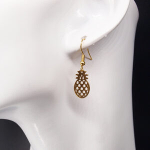 Boucles d'oreilles acier inoxydable doré ananas AIG-204