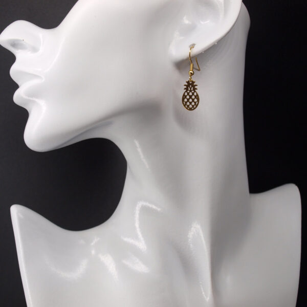 Boucles d'oreilles acier inoxydable doré ananas AIG-204