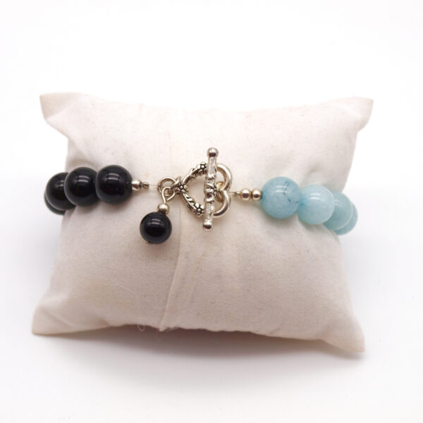 Bracelet aigue-marine et onyx AM-101