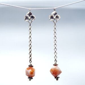 Boucles d'oreilles pendante en agate veinée