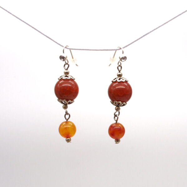 Boucles d'oreilles pendantes agate veinée AG-109