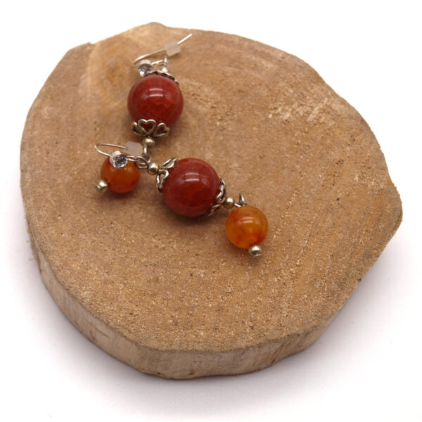 Boucles d'oreilles pendantes agate veinée AG-109