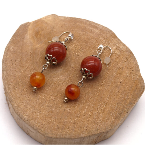 Boucles d'oreilles pendantes agate veinée AG-109