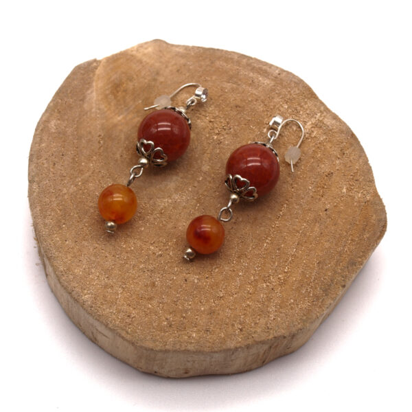 Boucles d'oreilles pendantes agate veinée AG-109