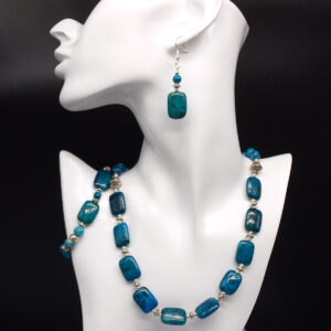 Parure chrysocolle et jaspe bleu CH-301 femme