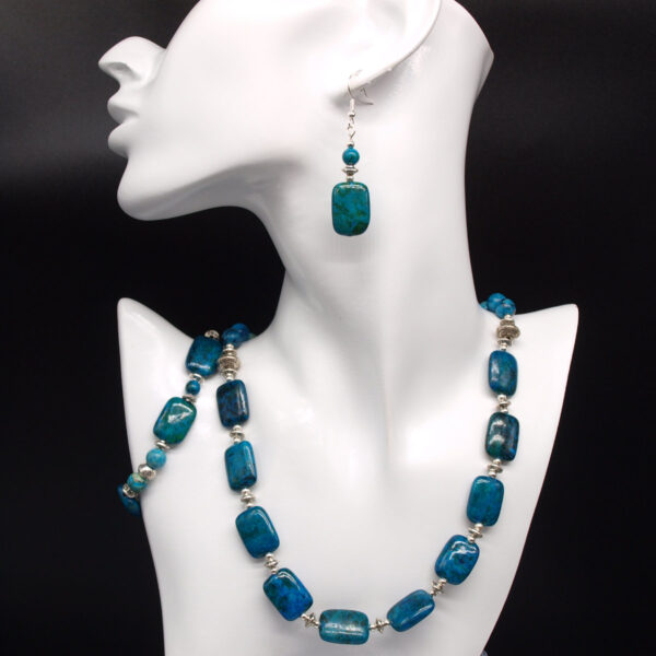 Parure chrysocolle et jaspe bleu CH-301 femme