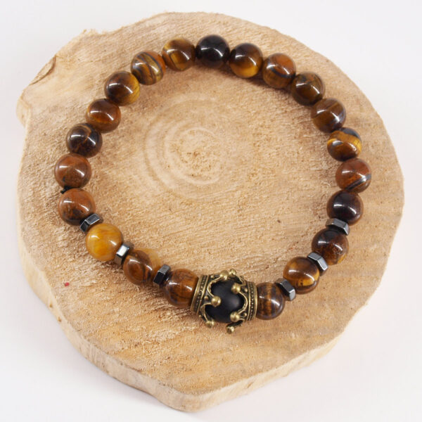 Bracelet œil de tigre et onyx OT-203