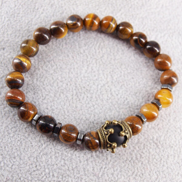 Bracelet œil de tigre et onyx OT-203