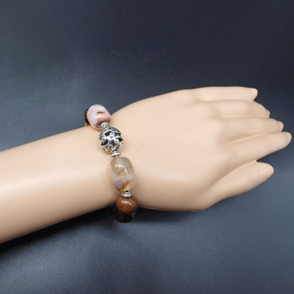 Parure œil de tigre et agate blanche OT-301