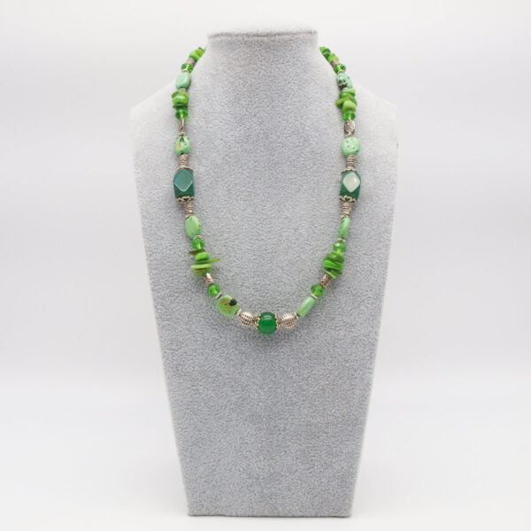 Collier jade vert et cristal JD-103