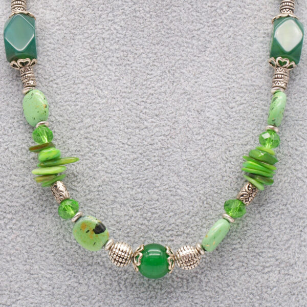 Collier jade vert et cristal JD-103
