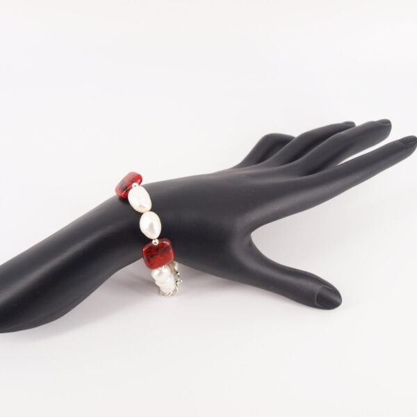 Parure perles de culture eau douce et jaspe rouge PC-301 femme